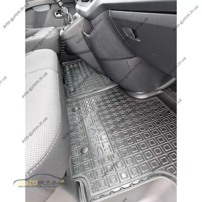 Коврики в салон Renault Trafic 3 2022- 1+2, пассажирский резиновые, чёрные (AVTO-Gumm)