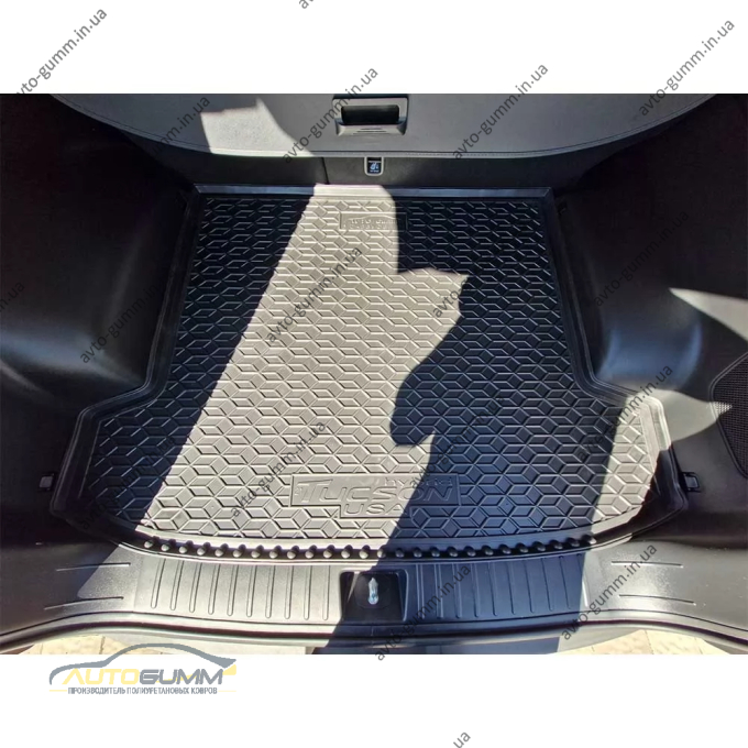 Килимок в багажник Hyundai Tucson 2021- гібрид, USA, із сабвуфером гумовий, чорний (AVTO-Gumm)