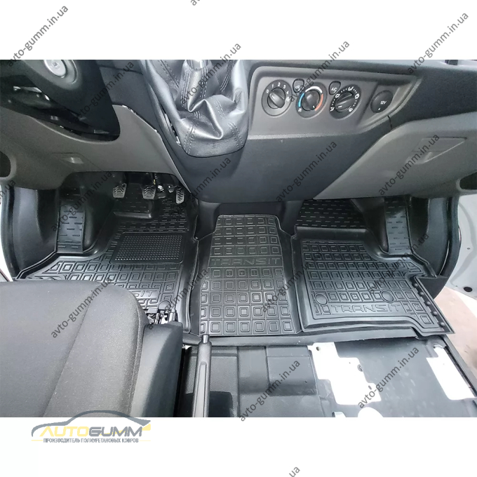 Коврики в салон Ford Transit (mk7) 2014- 1+1 резиновые, чёрные (AVTO-Gumm)