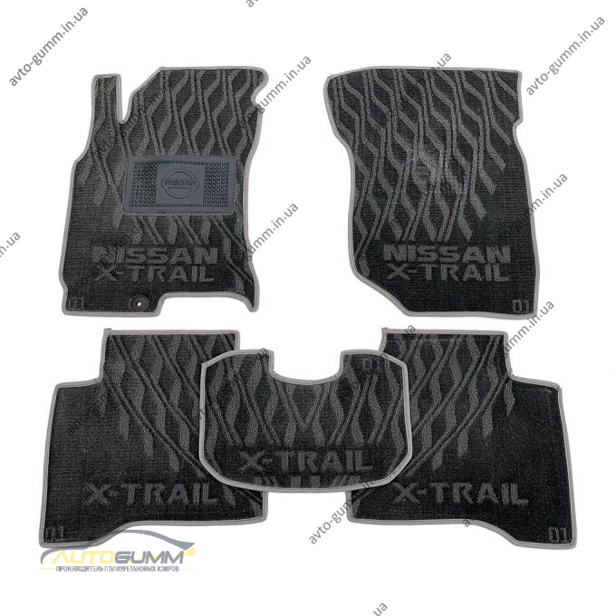 Текстильные коврики в салон Nissan X-Trail (T30) 2001- (V) серые AVTO-Tex