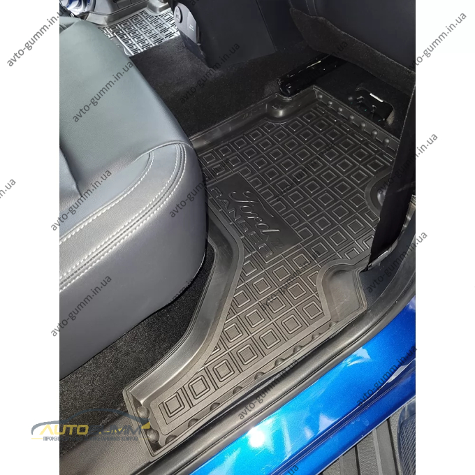 Коврики в салон Ford Ranger 2022- резиновые, чёрные (AVTO-Gumm)