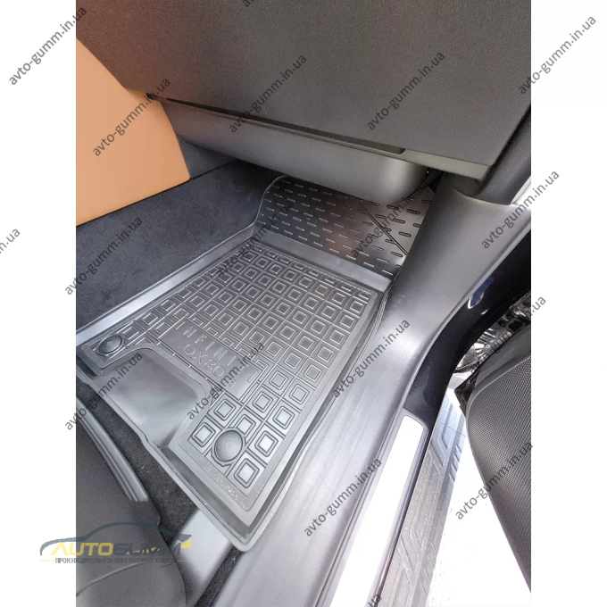 Коврики в салон Infiniti QX80 2018- 7 мест (3 ряда) резиновые, чёрные (AVTO-Gumm)