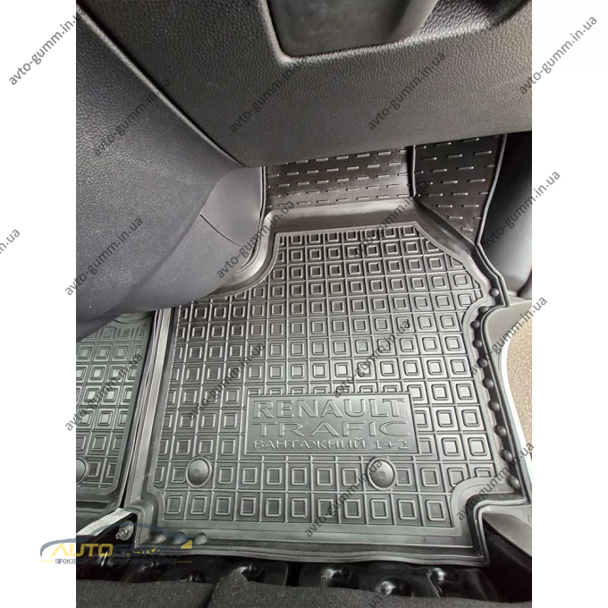 Коврики в салон Renault Trafic 3 2022- 1+2, пассажирский резиновые, чёрные (AVTO-Gumm)