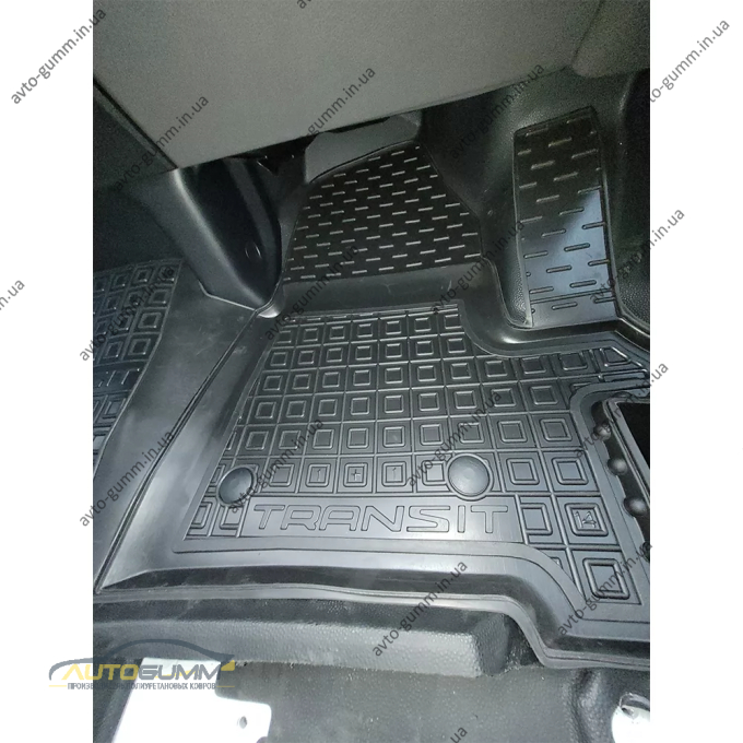 Коврики в салон Ford Transit (mk7) 2014- 1+1 резиновые, чёрные (AVTO-Gumm)