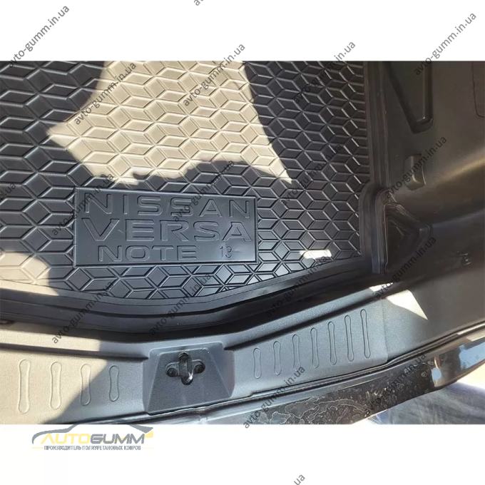 Килимок в багажник Nissan Versa Note 2013-2019 верхня полиця, нижня полиця гумовий, чорний (AVTO-Gumm)