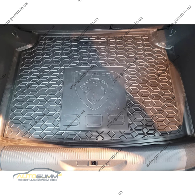 Коврик в багажник Peugeot 308 2023- хэтчбек резиновый, чёрный (AVTO-Gumm)