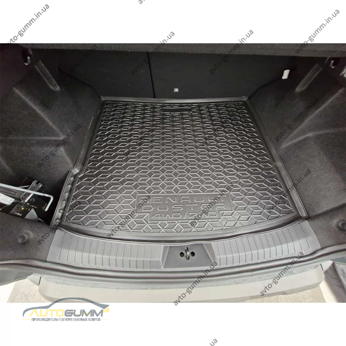 Коврик в багажник Renault Duster 2025- 2WD/4WD (МКПП), высокий пол резиновый, чёрный (AVTO-Gumm)