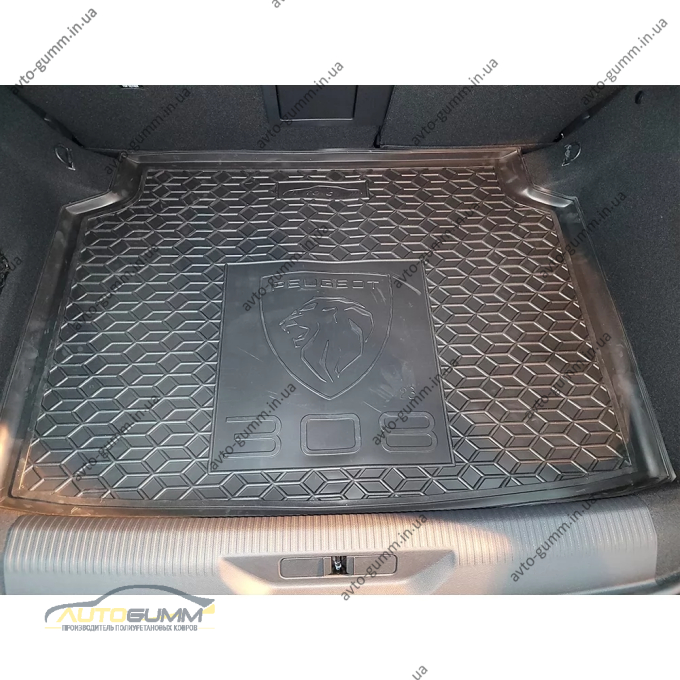 Коврик в багажник Peugeot 308 2023- хэтчбек резиновый, чёрный (AVTO-Gumm)