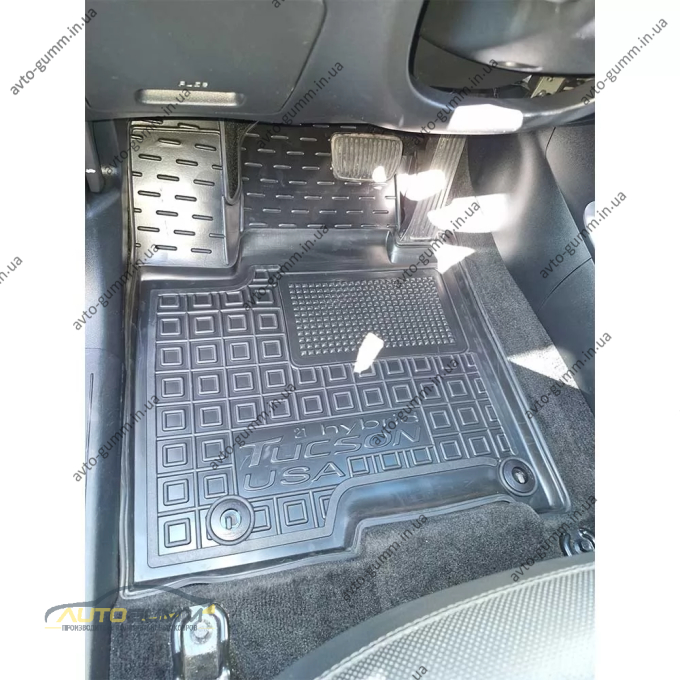 Килимки в салон Hyundai Tucson 2021- довга база, гібрид, USA гумові, чорні (AVTO-Gumm)
