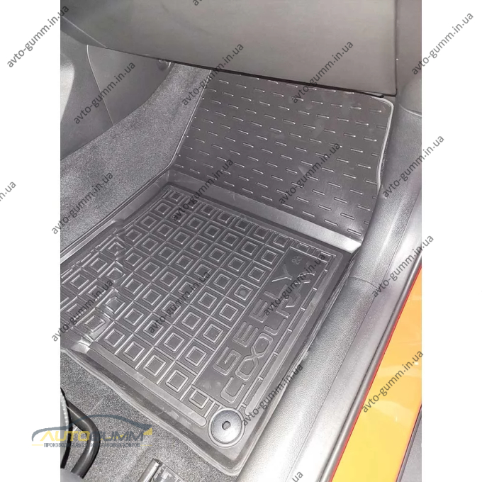 Коврики в салон Geely Coolray 2022- резиновые, чёрные (AVTO-Gumm)