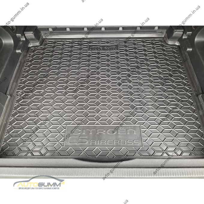 Коврик в багажник Citroen C5 Aircross 2018-2022 нижняя полка резиновый, чёрный (AVTO-Gumm)