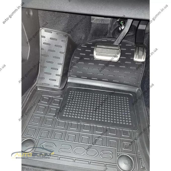Коврики в салон Peugeot e-2008 2021- резиновые, чёрные (AVTO-Gumm)