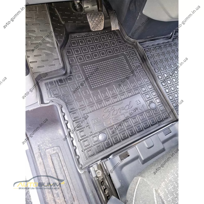 Коврики в салон Ford Custom 2023- 1+2 резиновые, чёрные (AVTO-Gumm)