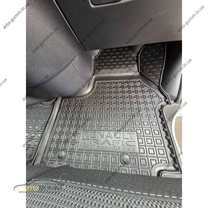 Коврики в салон Renault Trafic 3 2022- 1+2, пассажирский резиновые, чёрные (AVTO-Gumm)