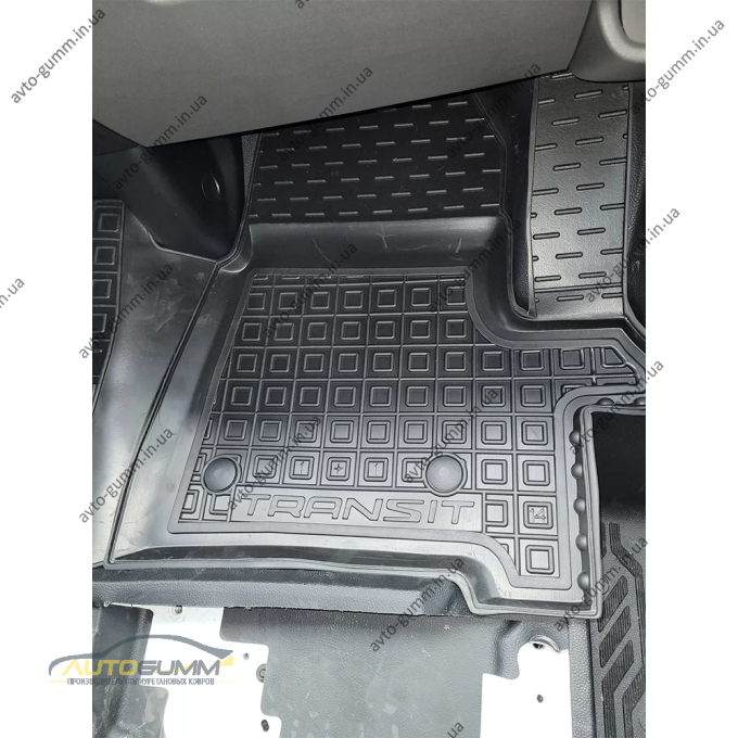 Коврики в салон Ford Transit (mk7) 2014- 1+1 резиновые, чёрные (AVTO-Gumm)