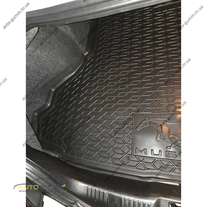 Коврик в багажник Ford Mustang 2015-2023 без сабвуфера резиновый, чёрный (AVTO-Gumm)