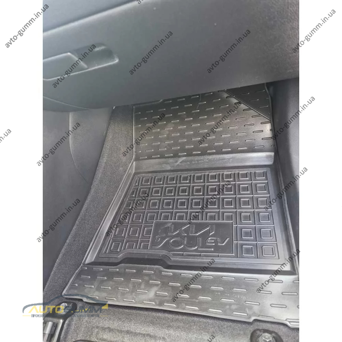 Коврики в салон Kia Soul 2019- EV резиновые, чёрные (AVTO-Gumm)