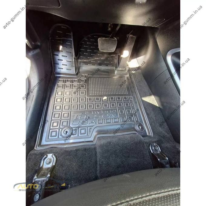 Килимки в салон Hyundai Tucson 2021- довга база, гібрид, USA гумові, чорні (AVTO-Gumm)
