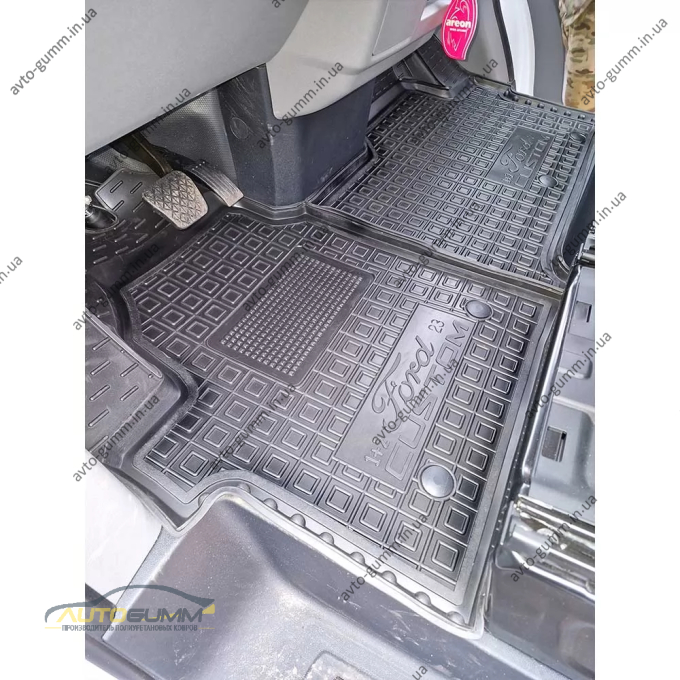 Коврики в салон Ford Custom 2023- 1+2 резиновые, чёрные (AVTO-Gumm)