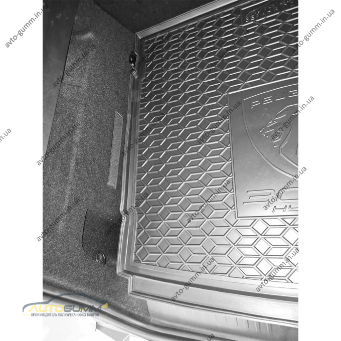 Коврик в багажник Peugeot 3008 2025- гибрид, гибрид/ДВС, верхняя полка резиновый, чёрный (AVTO-Gumm)