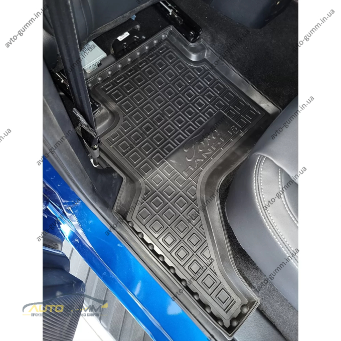 Коврики в салон Ford Ranger 2022- резиновые, чёрные (AVTO-Gumm)