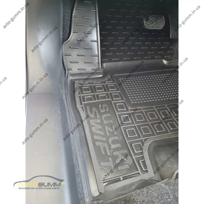 Килимки в салон Suzuki Swift 2024- гібрид гумові, чорні (AVTO-Gumm)