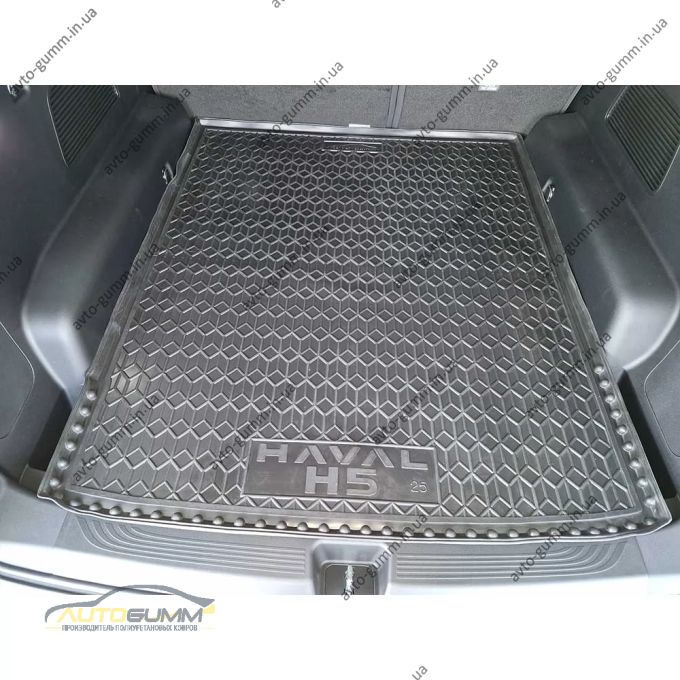 Коврик в багажник Haval H5 2024- резиновый, чёрный (AVTO-Gumm)