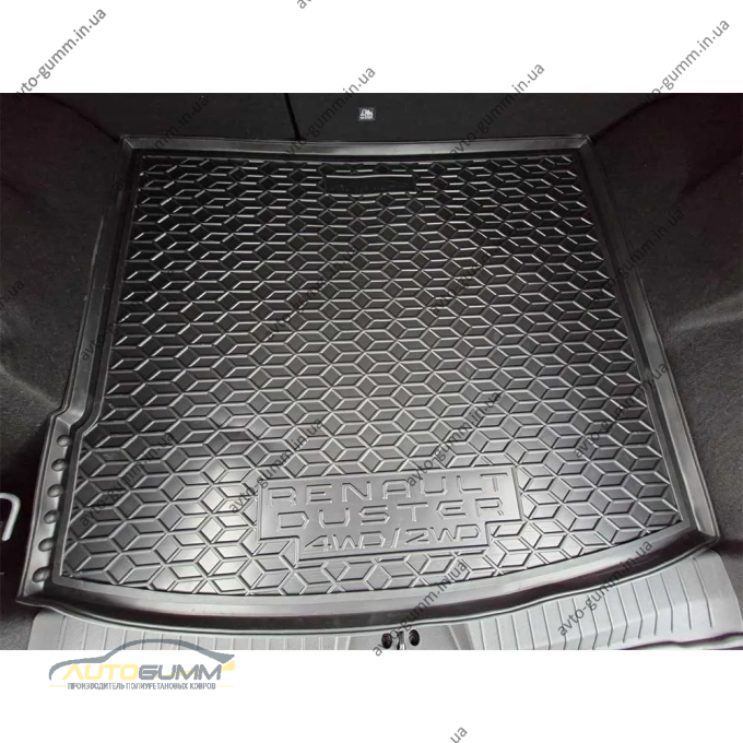 Коврик в багажник Renault Duster 2025- 2WD/4WD (МКПП), высокий пол резиновый, чёрный (AVTO-Gumm)