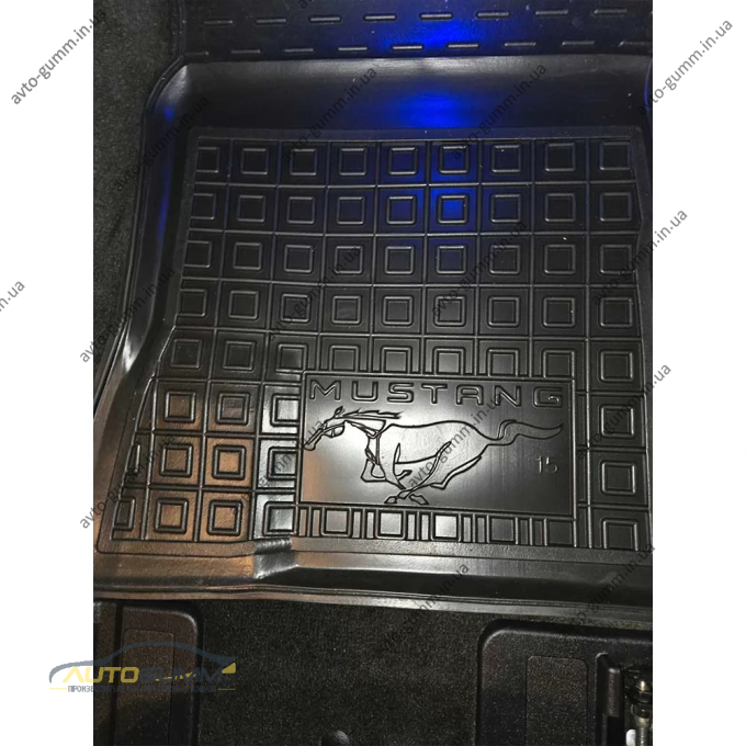 Коврики в салон Ford Mustang 2015-2023 резиновые, чёрные (AVTO-Gumm)