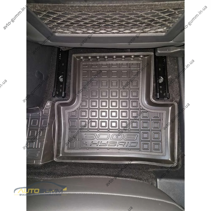 Коврики в салон Peugeot 3008 2025- гибрид/ДВС резиновые, чёрные (AVTO-Gumm)