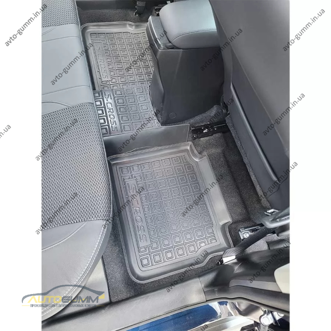 Коврики в салон Suzuki S-Cross 2022- ДВС резиновые, чёрные (AVTO-Gumm)