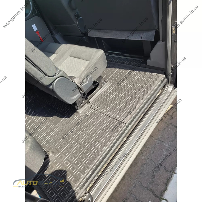 Коврики в салон Ford Transit (mk7) 2014- 1+2, 2-й ряд, Double Cab, из 2 частей резиновые, чёрные (AVTO-Gumm)