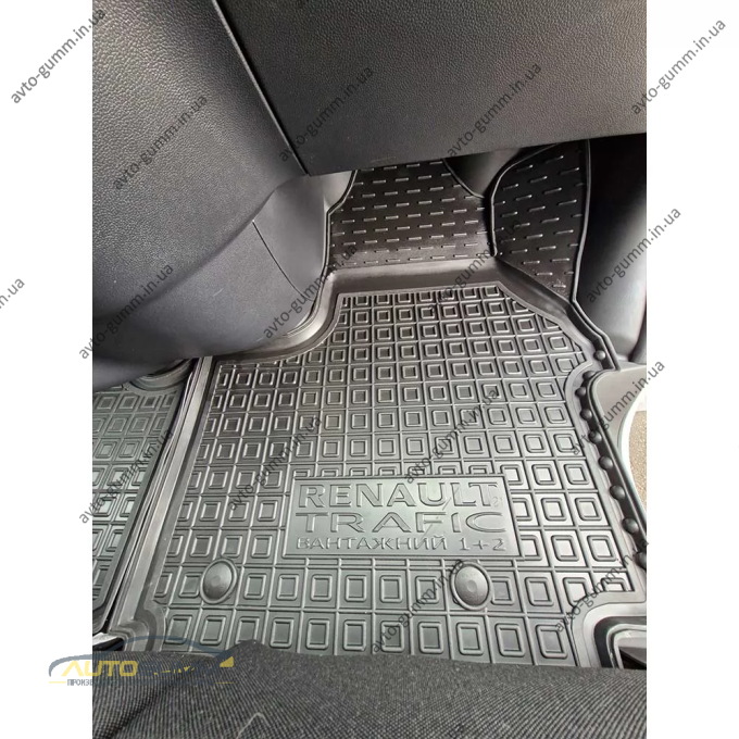 Коврики в салон Renault Trafic 3 2022- 1+2, пассажирский резиновые, чёрные (AVTO-Gumm)