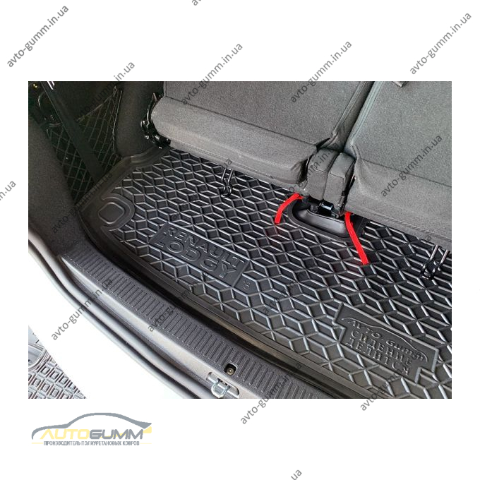 Автомобильный коврик в багажник Renault Lodgy 2018- раздел. 3-й ряд (Avto-Gumm)