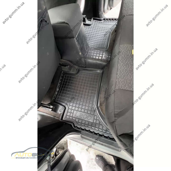 Килимки в салон Mitsubishi L200 2016-2023 Invite гумові, чорні (AVTO-Gumm)