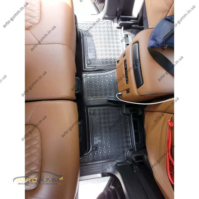 Коврики в салон Infiniti QX80 2018- 7 мест (3 ряда) резиновые, чёрные (AVTO-Gumm)