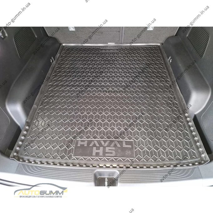 Коврик в багажник Haval H5 2024- резиновый, чёрный (AVTO-Gumm)