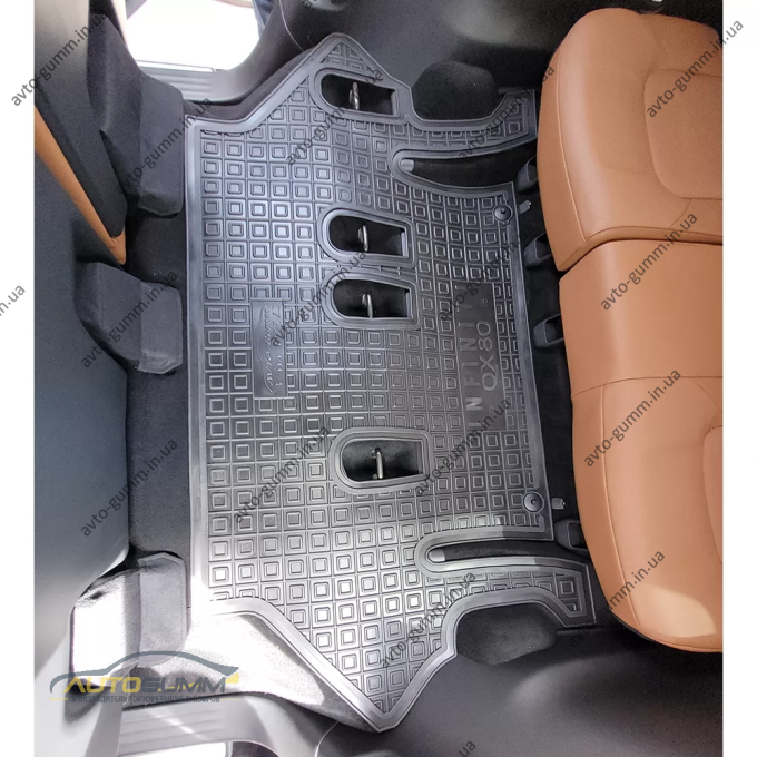 Коврики в салон Infiniti QX80 2018- 7 мест, 3-й ряд резиновые, чёрные (AVTO-Gumm)