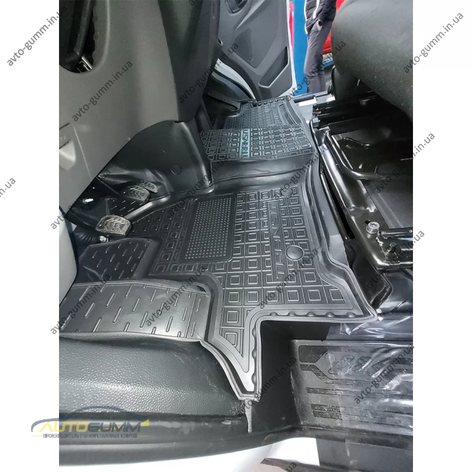 Коврики в салон Ford Transit (mk7) 2014- 1+1 резиновые, чёрные (AVTO-Gumm)
