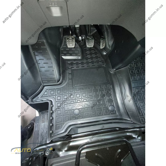 Коврики в салон Ford Transit (mk7) 2014- 1+1 резиновые, чёрные (AVTO-Gumm)