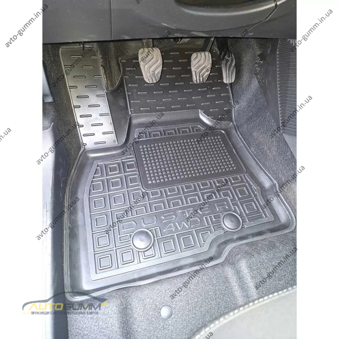 Килимки в салон Renault Duster 2025- 4WD, MHEV гумові, чорні (AVTO-Gumm)