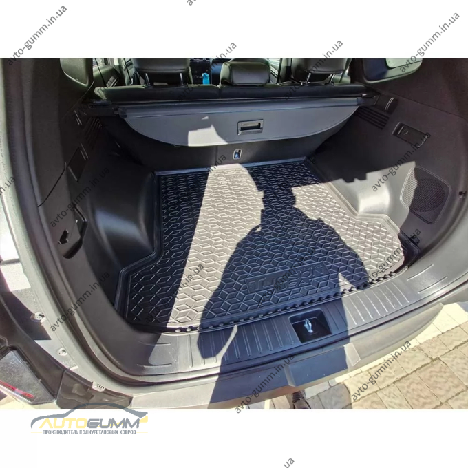 Килимок в багажник Hyundai Tucson 2021- гібрид, USA, із сабвуфером гумовий, чорний (AVTO-Gumm)