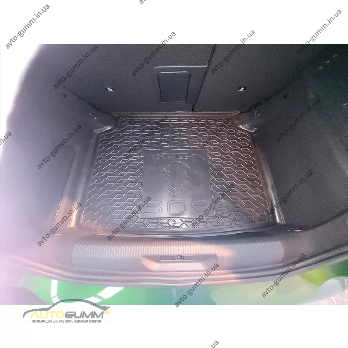 Коврик в багажник Peugeot 308 2023- хэтчбек резиновый, чёрный (AVTO-Gumm)