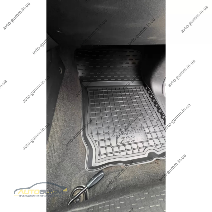 Килимки в салон Mitsubishi L200 2016-2023 Invite гумові, чорні (AVTO-Gumm)