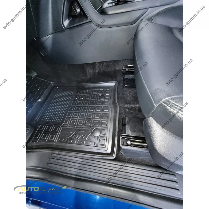 Коврики в салон Ford Ranger 2022- резиновые, чёрные (AVTO-Gumm)