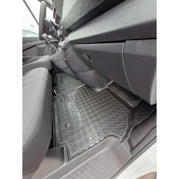 Коврики в салон Renault Trafic 3 2022- 1+2, пассажирский резиновые, чёрные (AVTO-Gumm)