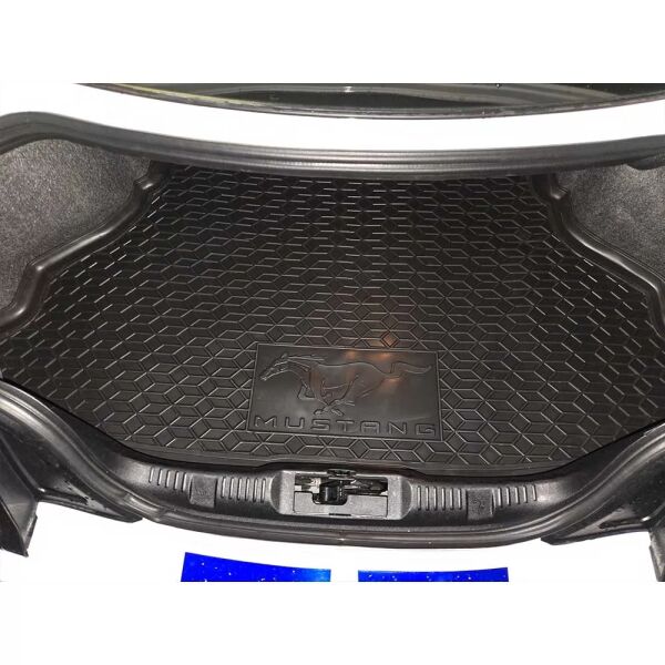 Коврик в багажник Ford Mustang 2015-2023 без сабвуфера резиновый, чёрный (AVTO-Gumm)