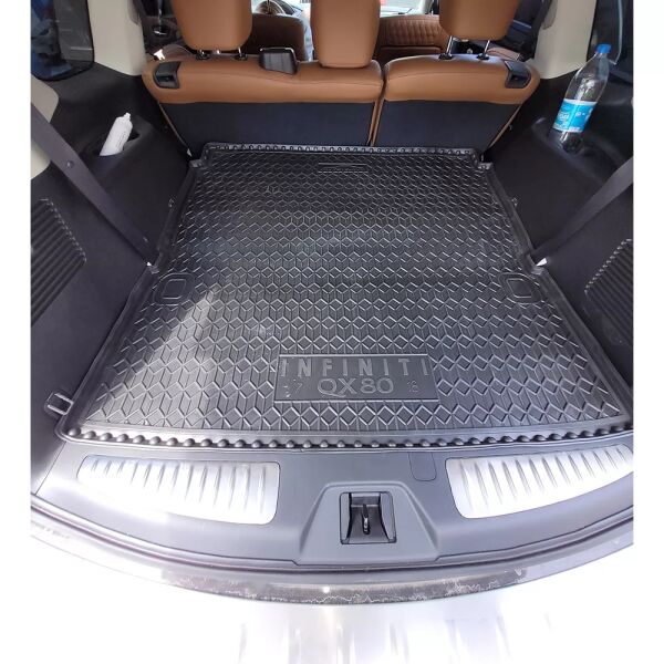 Коврик в багажник Infiniti QX80 2018-2024 5/7 мест резиновый, чёрный (AVTO-Gumm)