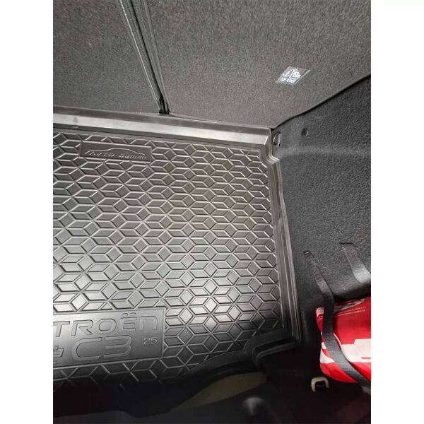 Коврик в багажник Citroen e-C3 2025- резиновый, чёрный (AVTO-Gumm)