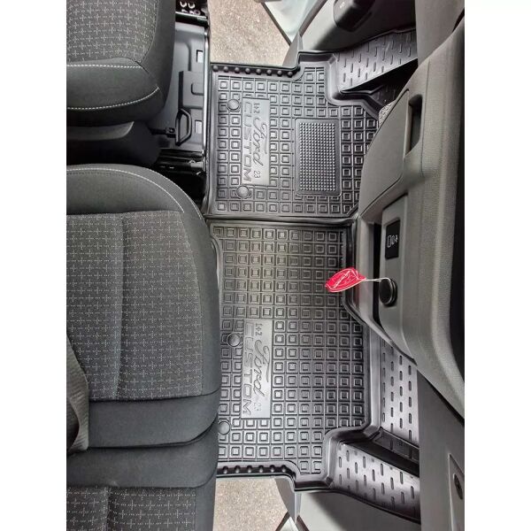 Коврики в салон Ford Custom 2023- 1+2 резиновые, чёрные (AVTO-Gumm)